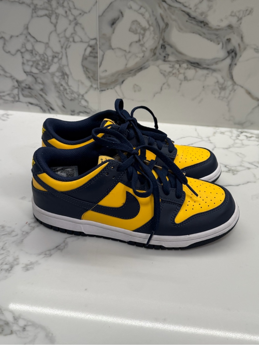 Nike Kids' Low-Top Sneakers - Navy and Yellow 5.5y